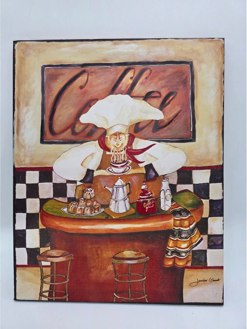 Hand-Painted Chef Coffee Bar Canvas Wall Art